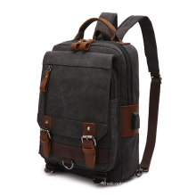2019 New Models Swiss Canvas  Leather USB Backpack Waterproof for Men  Laptop School Bags